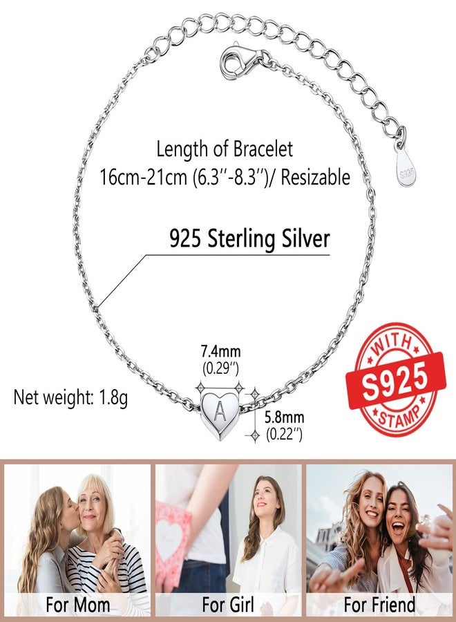 PROSILVER 925 Sterling Silver Initial Heart Braclet Dainty Womens k Chain Bracelet Bangle Bracelt Friendship Braclets - Image 5